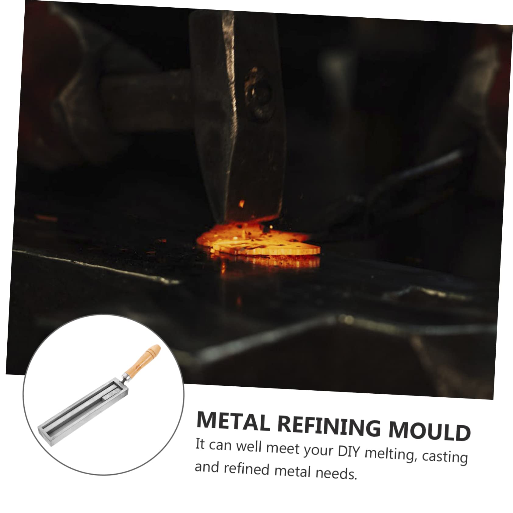 Moule à Fondre L’Or et L’argenté, Moule de Raffinage en Fer et Bois pour Couler des Lingots, Bricolage de Fusion et Moulage