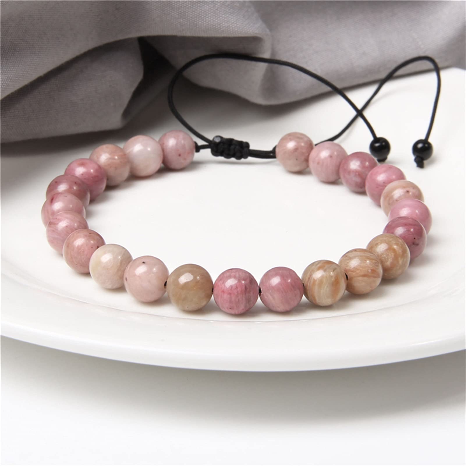 Braccialetti naturali naturali di lapislazzuli Phoenix Bracciale treccia regolabile da uomo per donna Bracciale con perline intrecciate con perline di pietra energetica lucida (Colore metallo: aren