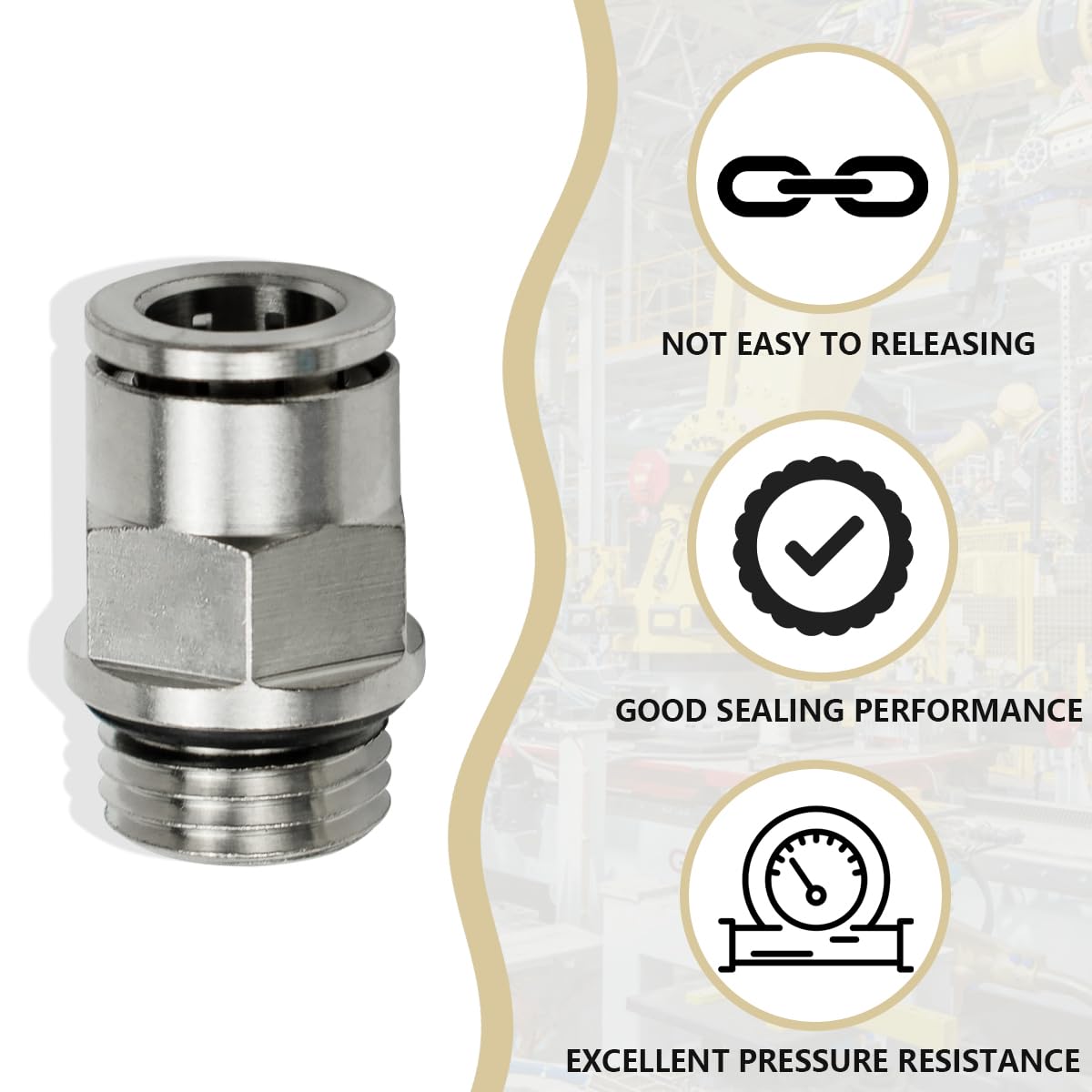 Bwintech 5 pezzi 6mm tubo OD x 1/8" BSP filettatura maschio con O-Ring dritto in ottone nichelato spingere per collegare il raccordo pneumatico push lock