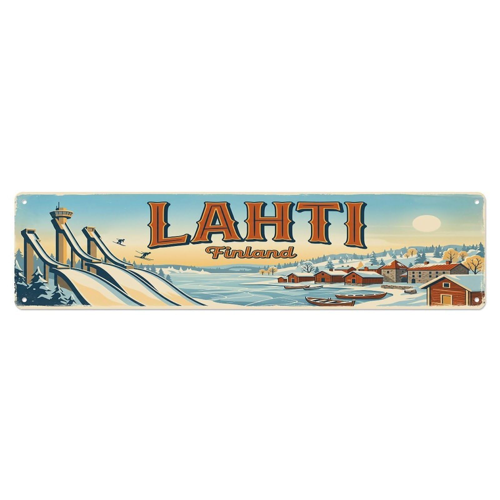 Retro Travel Lahti Finland Metal Tin Sign