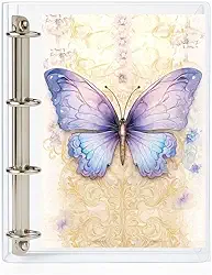 Fichário Universitário Pasta Organizadora 4 Argolas Transparente Escolha Sua Capa (Borboleta)