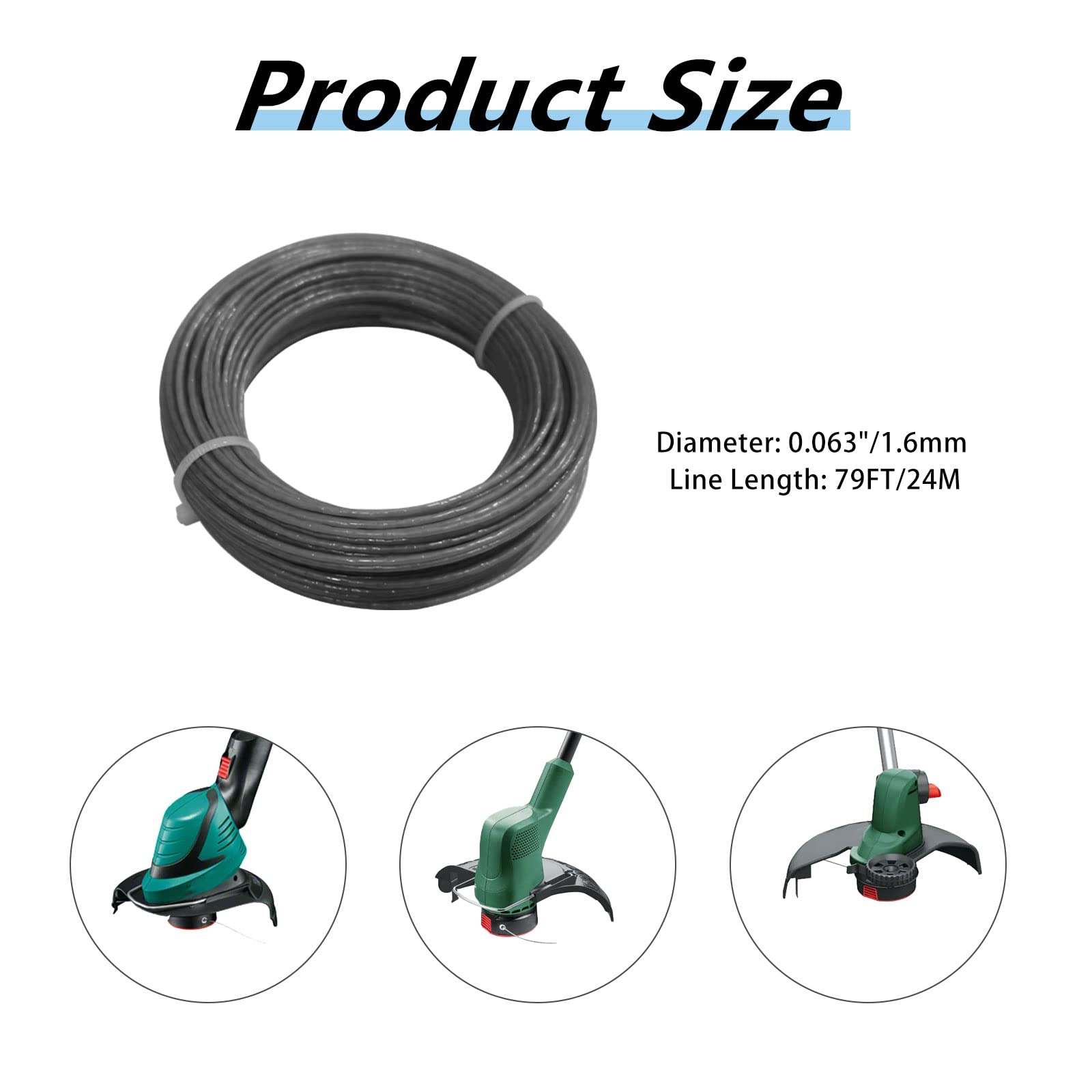 CDIYTOOL Bobine De Rechange F016800351 Pour Débroussailleuse Bosch Art 30-36 LI, 1,65 Mm, 6,1 M