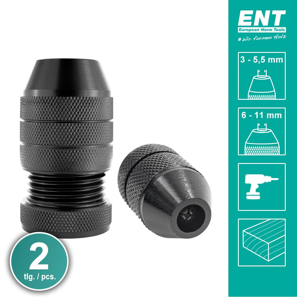 ENT 26512 Set di arresto di profondità, Ø variabile 3-11 mm, arresto di foratura in alluminio per punte da legno e punte elicoidali da legno