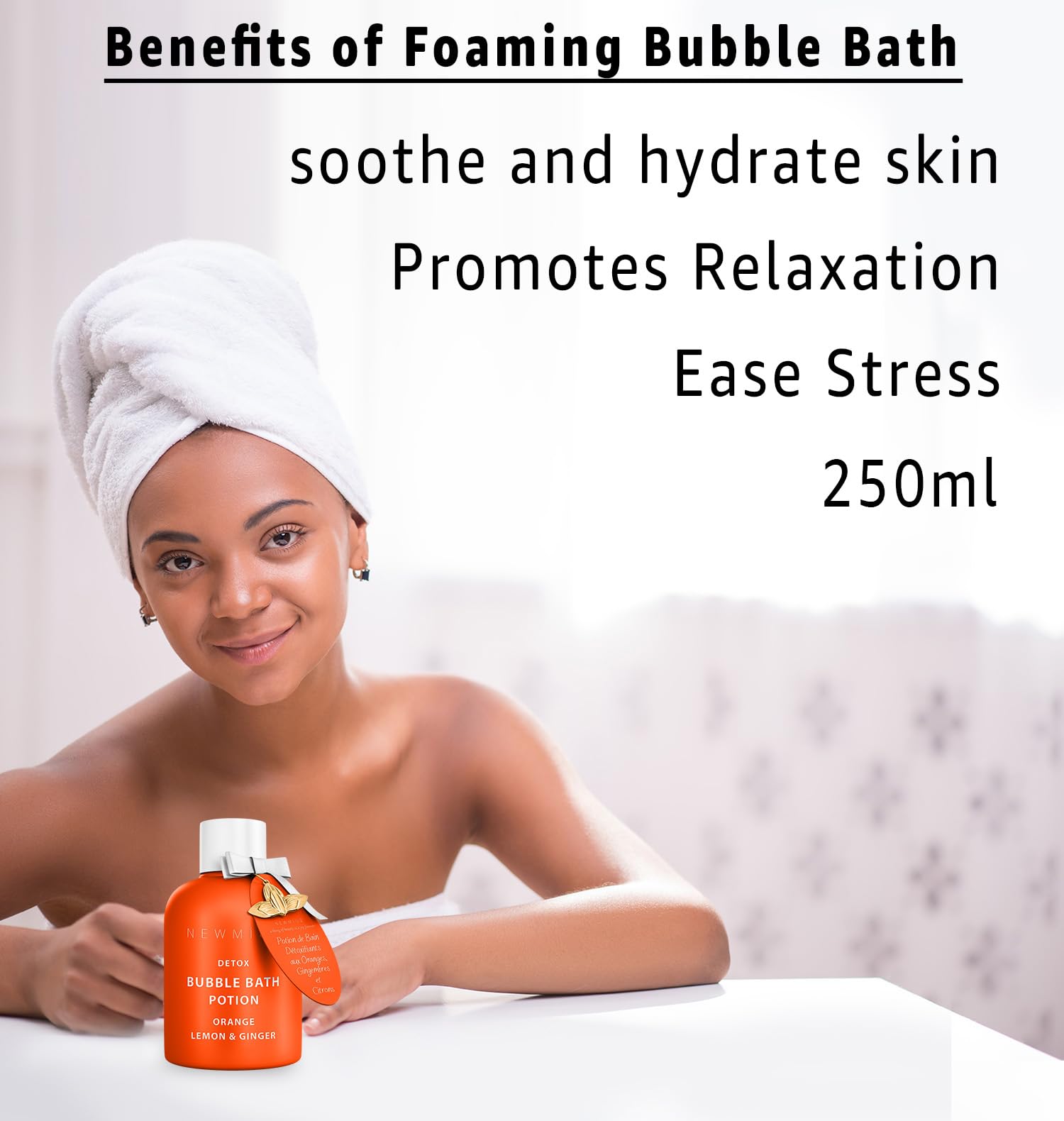 Natural Detox Bubble Bath - Long Lasting Citrus Bubble Bath - Orange Ginger Lemon Essential Oils Hydrating Relaxing - Relief - Self Care Spa Gift Women Men Birthday Christmas