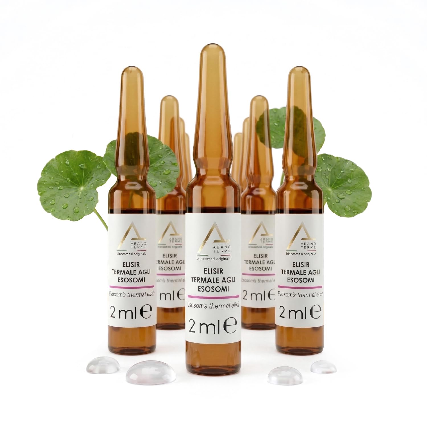 6 Fiale Siero Esosomi, Antirughe con Acido Ialuronico, Centella Asiatica, Cellule Staminali di Mela e Acqua Termale, Trattamento Viso e Collo Effetto Lifting immediato - Skincare Bio e Cruelty Free