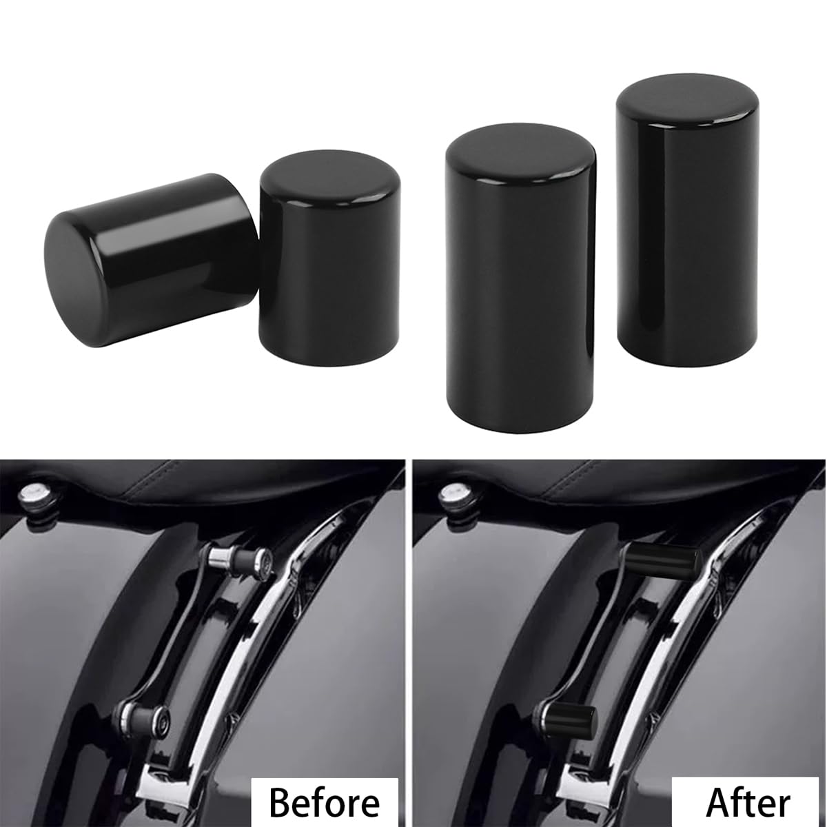 H RUO Kit de 4 Housses de quincaillerie d'accueil Noires pour Harley Touring Electra Glide Road King Street Glide Road Glide CVO 2009-2025
