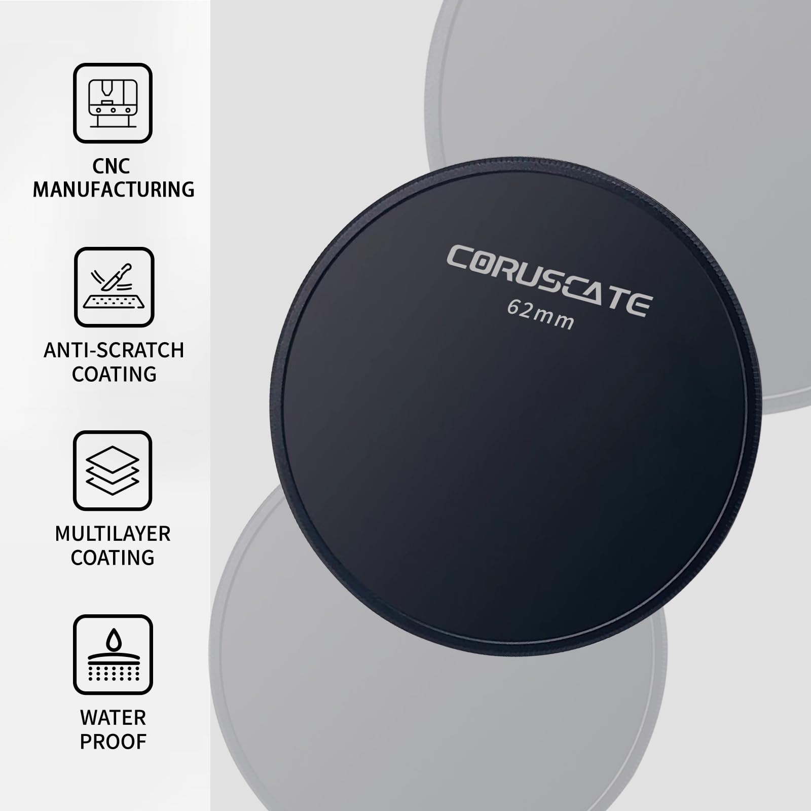 62mm Metal Filter Cap,Metal Lens Cap,Compatible with All Any 62mm with Camera Thread Lens and 62mm ND,CPL,UV Filter Accessory.(Metal Front Cover+Metal Rear Cover)+Lens cleaning cloth - Image 2