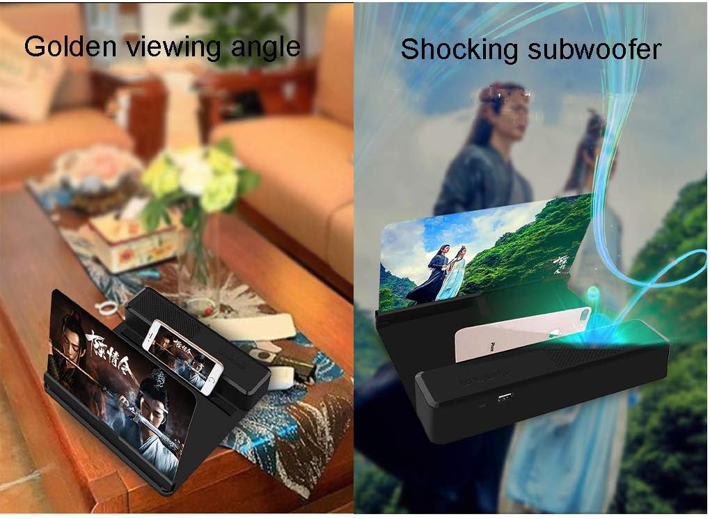 Phone Screen Magnifier with Speaker Blu-ray Ultra-Clear Phone Projector with Foldable Holder Stand Zoom 3-5 Times for All Smart Phone (Color : Black Size : 32inch) (Black 26inch)