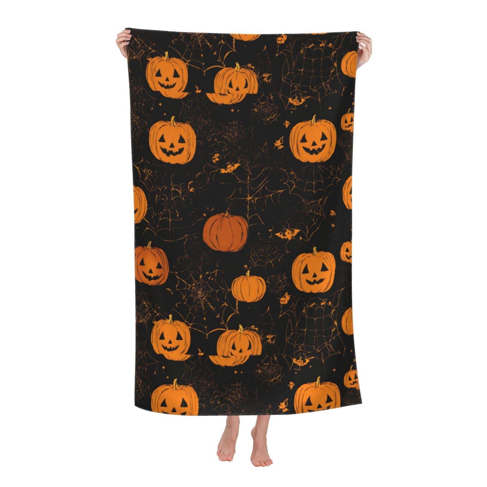 Cbaaghh Halloween Pumpkin Print Adult Beach Towels,Beach & Pool Towel,Beach Towels,Towels For Camping