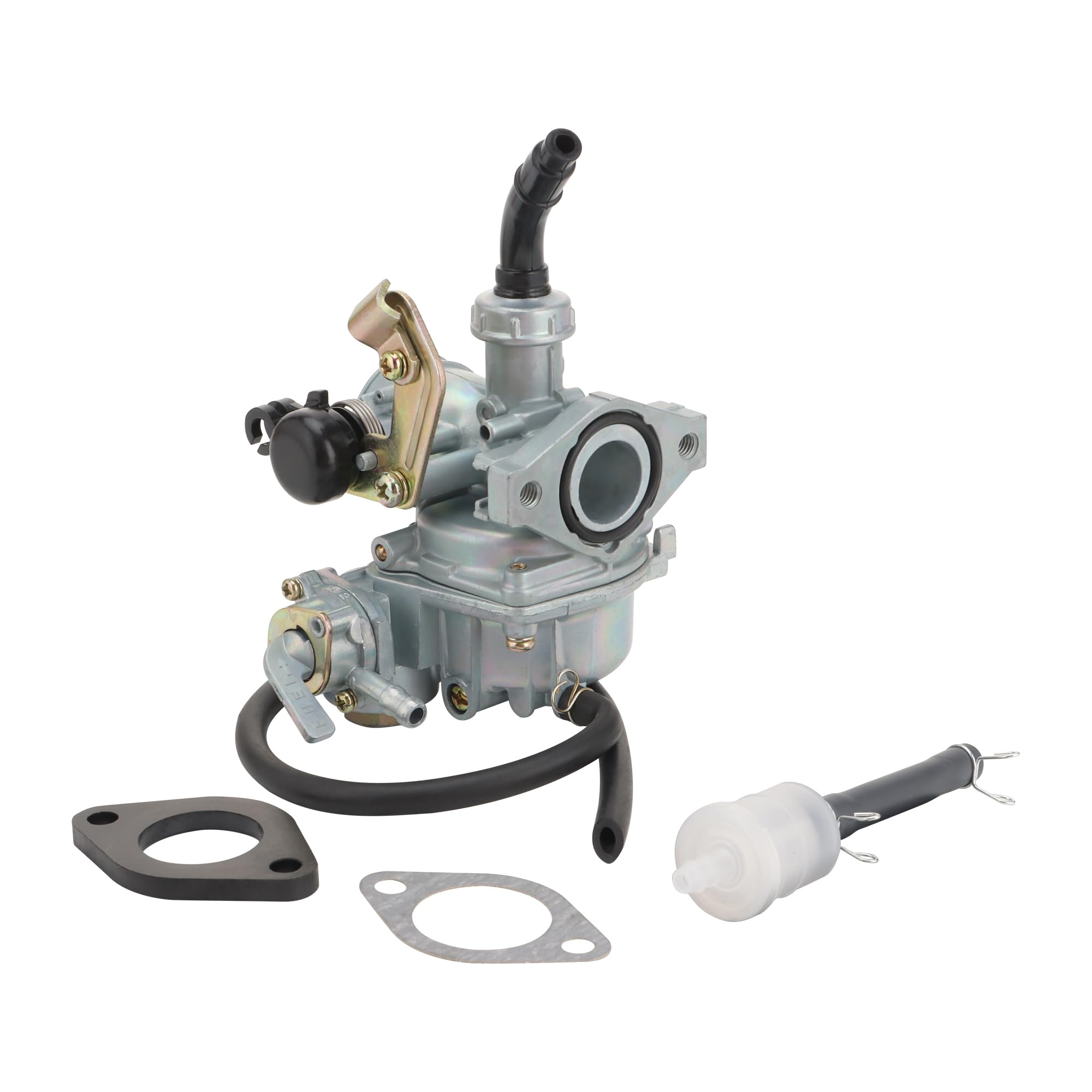 GOOFIT PZ19 19mm Carburateu +Interrupteur Bouchon D'huile Câble+Tube+Filtre À Huile+Caoutchouc Bois Mat+Papier Mat Remplacement pour 50cc 70cc 90cc 110cc 125cc Quad Atv Go Kart Scoooter Moped