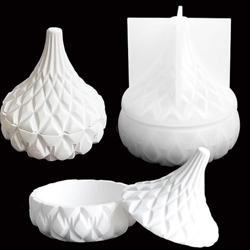 Caja de Almacenamiento Con Tapas, Juego de Moldes de Tarro de Vela de Silicona, Moldes de Ollas Creativos, Moldes Redondos de Rayas de Hormigón Con