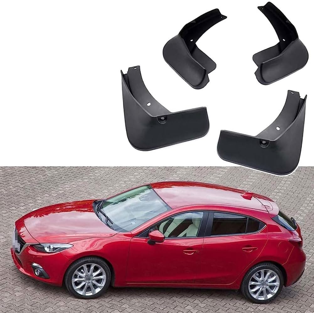 lijiazhe Front and Rear Mud Flaps Splash Guard for Mazda 3 Hatchback 2014-2018, No Drilling Auto Mudguards.