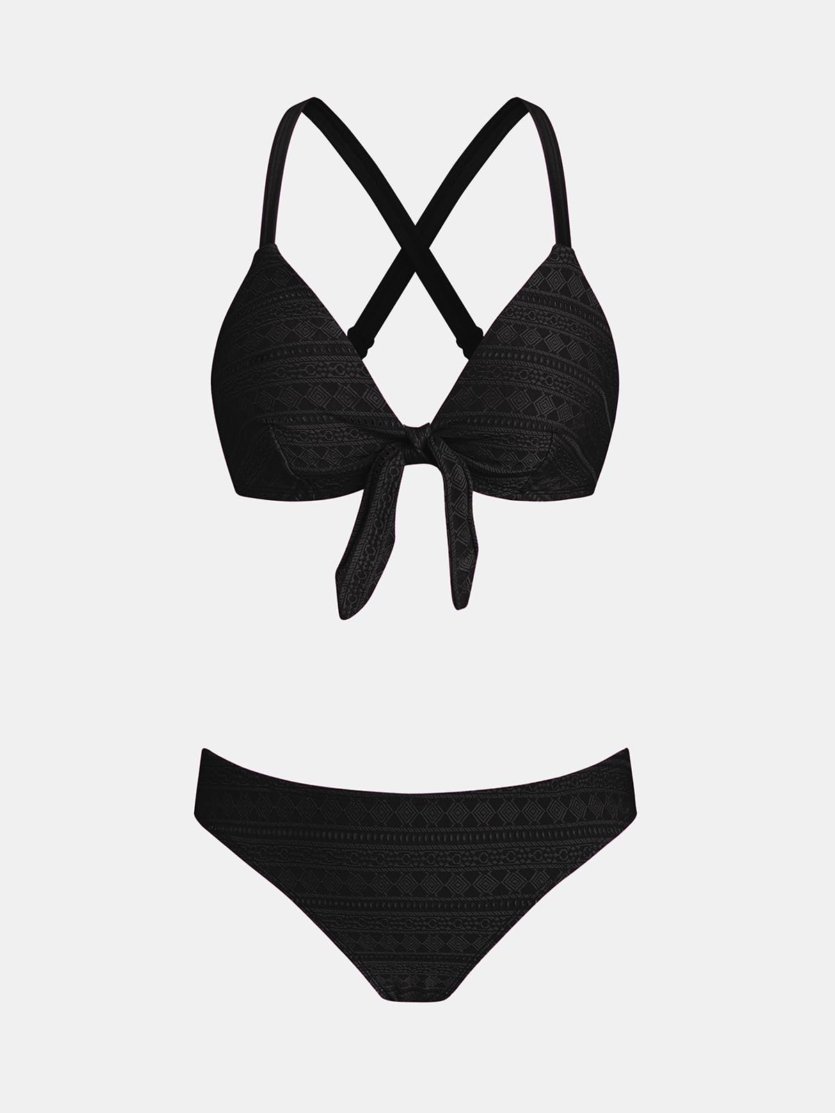 CUPSHE Femme Bikini Triangle à Nœud Ensemble Bikini Dos Croisé Taille Basse échancré 2 Pièces