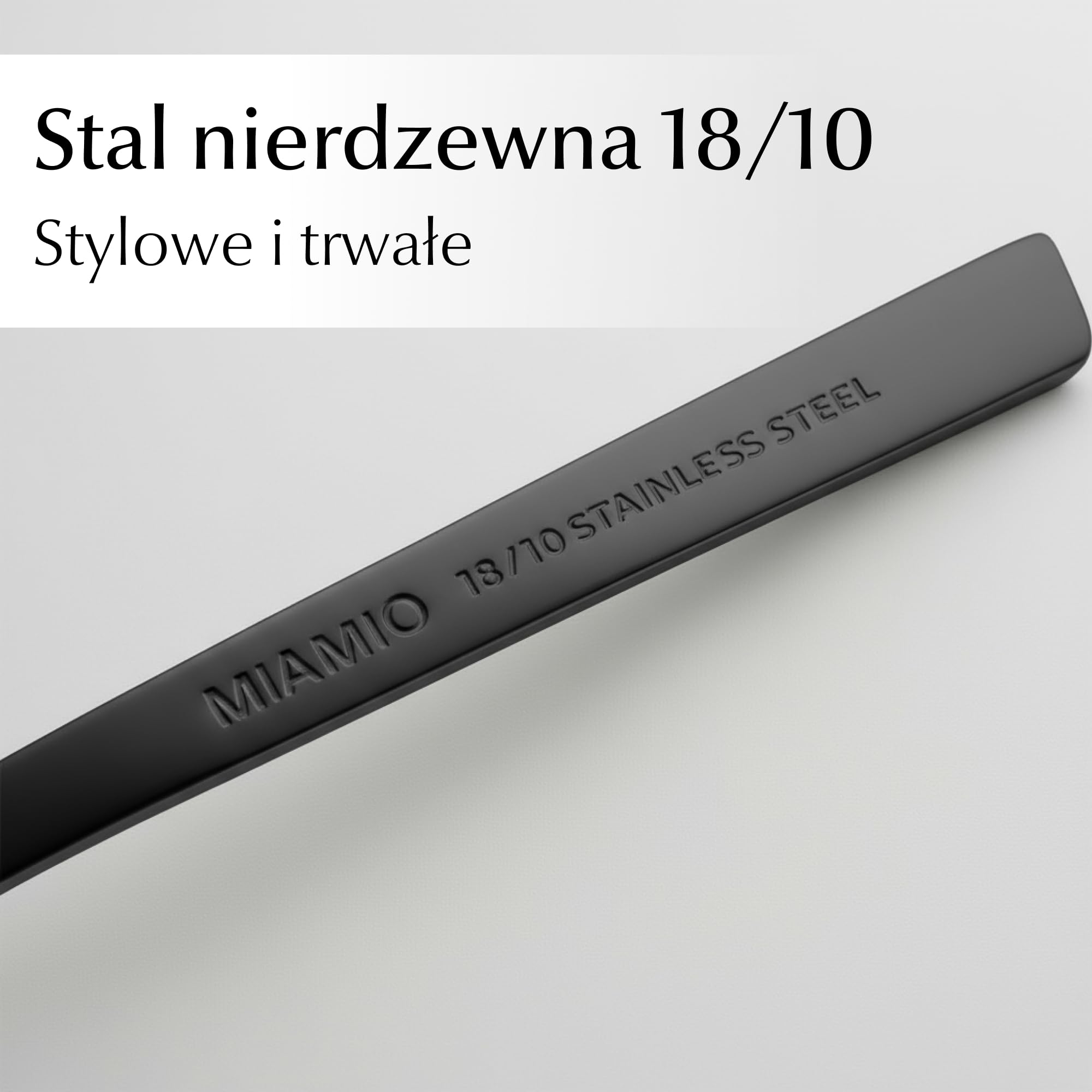 MIAMIO – Zestaw Sztućców ze Stali Nierdzewnej dla 6 Osób / 36-Częściowy Zestaw Sztućców – Noże, Widelce, Łyżki – Można Myć w Zmywarce (Czarny, 36 części)