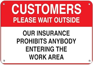 Horizontal Customers Please Wait Insurance Prohibits Sign Metal Tin Sign 8x12 Inch Notice for Home or Business