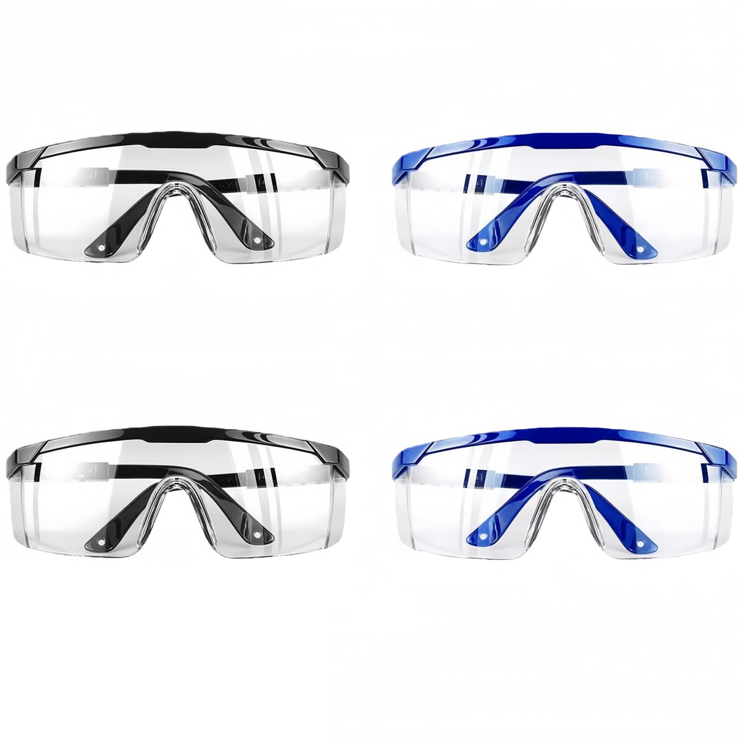 Zhenghebuy Clear Safety Glasses 4 Pcs Protective Glasses,Transparent Safety Anti-Fog Lab Goggles,Adult Anti Scratch Protection Safety Glasses for Work,Home,Chemistry,Gardening