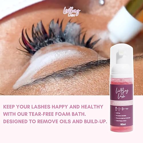 Miniatura 3 de LIVBAY Baño de pestañas original (solo bateador)  Limpiador espumoso para extensión de pestañas  Baño de pestañas  Fórmula suave y sin aceite (solo