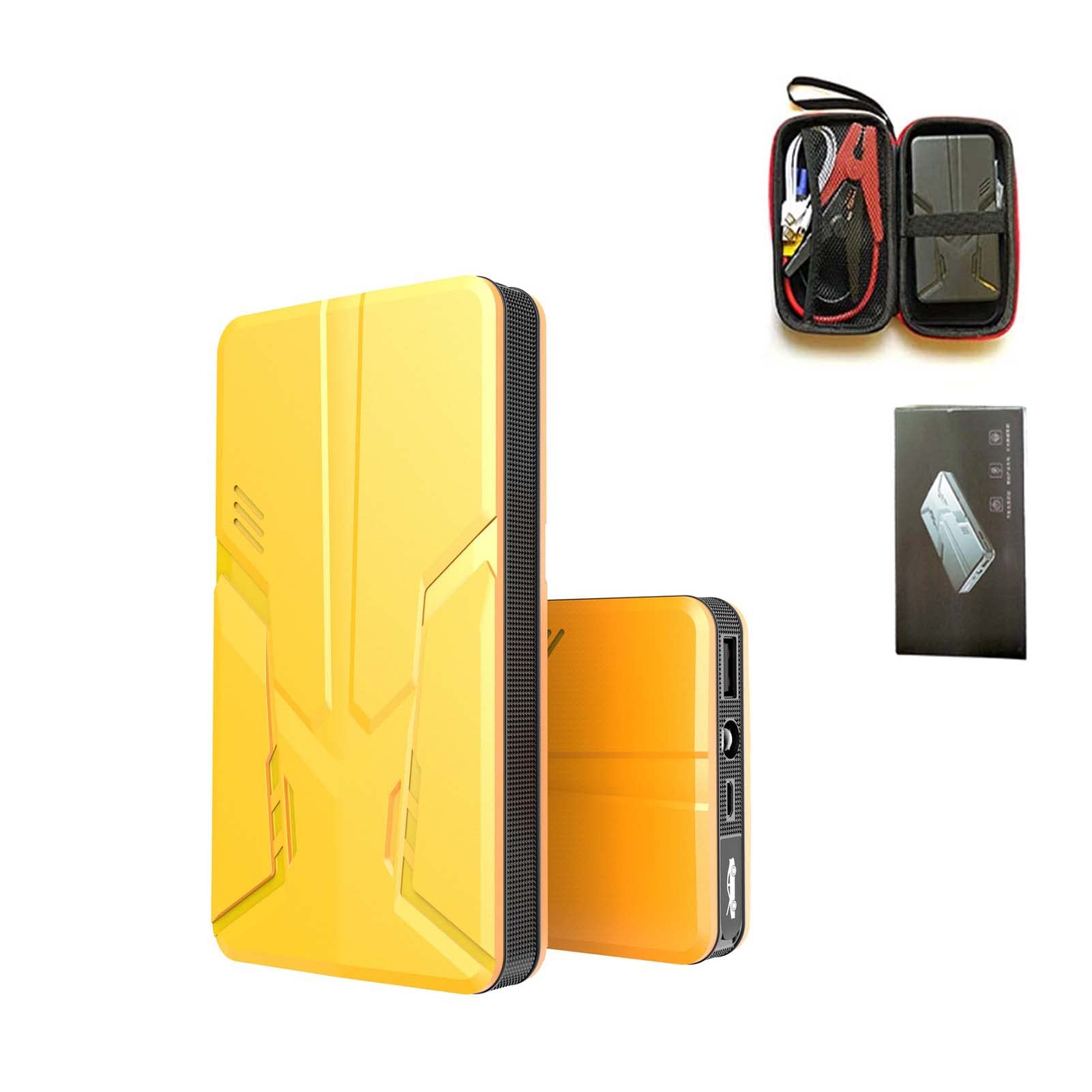 FAXIOAWA Avviatore di Emergenza per Auto, 30000mAh Caricabatterie Portatile Booster per Auto 12V Scatola di Emergenza Automatica con Luce LED per Veicoli Camion SUV, Giallo