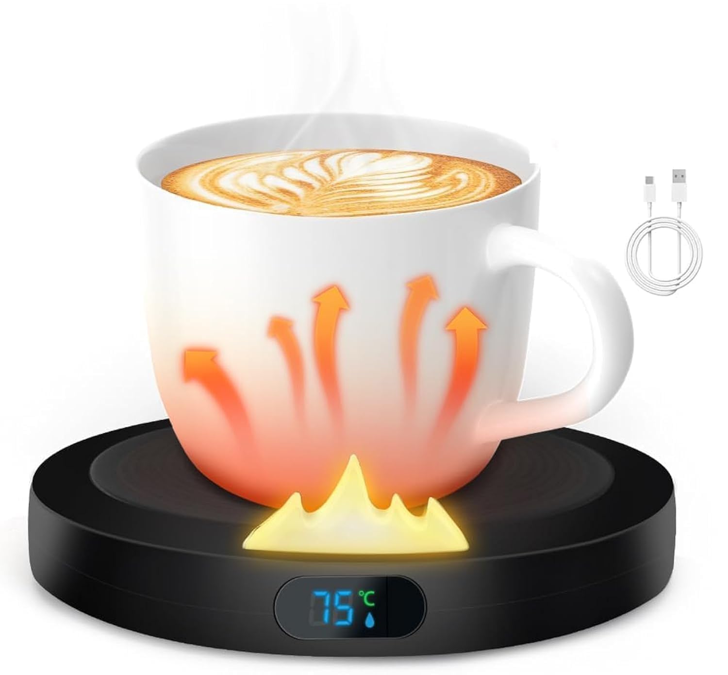 NALACAL Coffee Mug Warmer, Smart Cup Warmer with 3 Temperature Settings, Temp Display & Auto Shut Off for Home Office Desk Gadgets, USB Cup Warmer for Coffee, Beverage, Candle, Milk, Tea (No Cup)