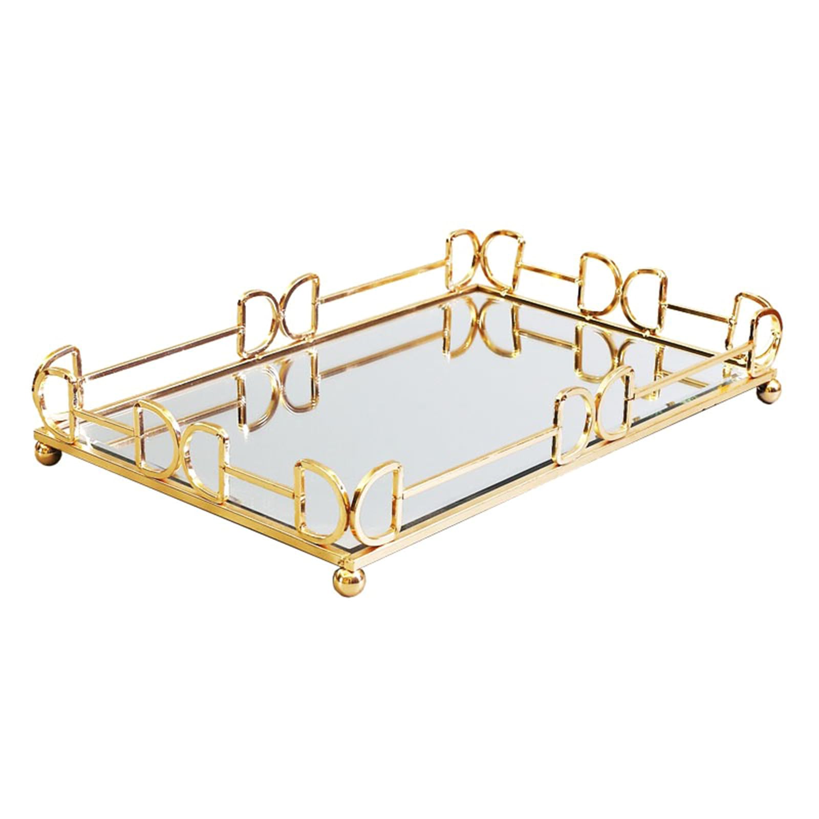 Plateau miroir doré portable vintage pour organiser les bijoux et accessoires de maison