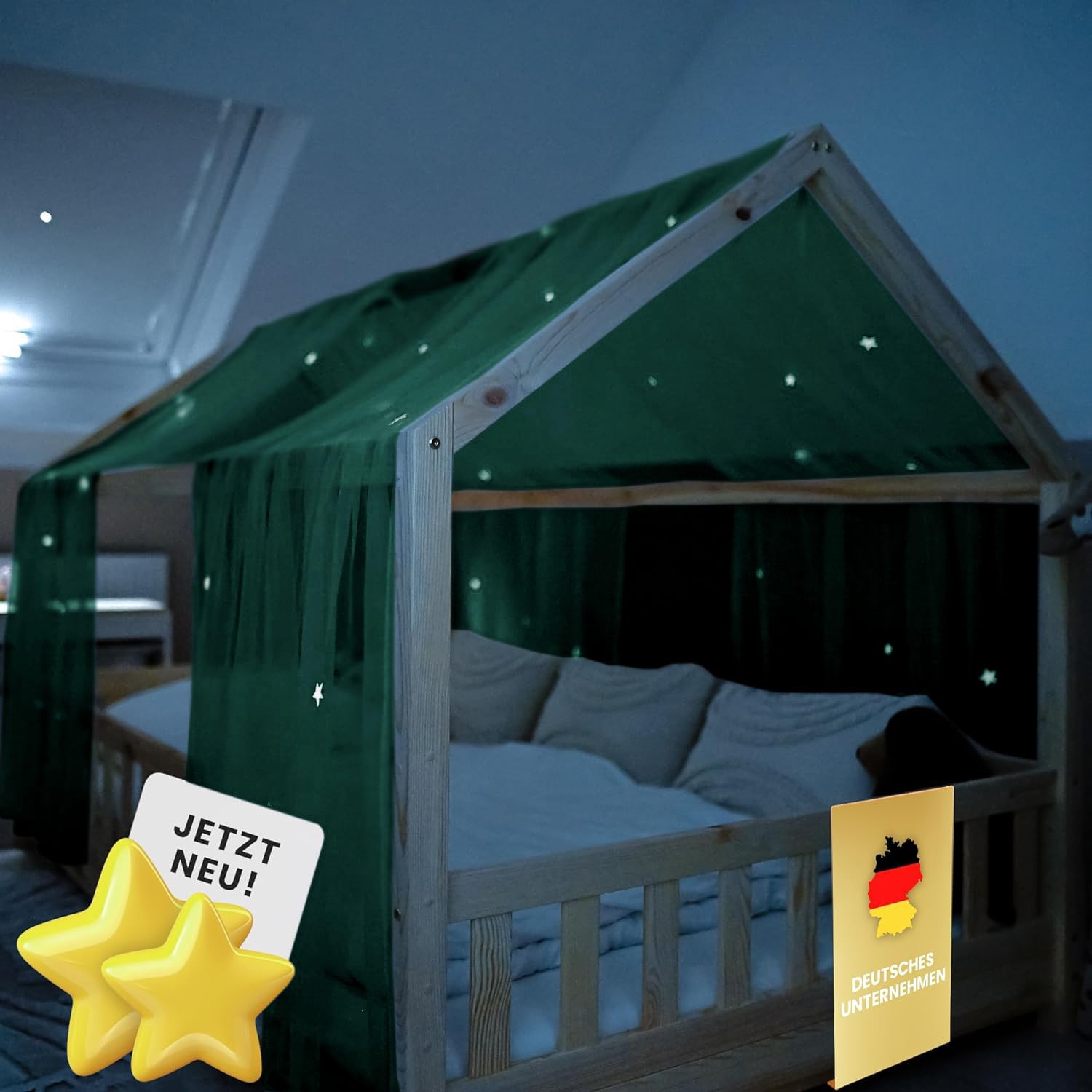 Eimilaly Prinsessenbed, baldakijn voor meisjes, dubbellaags baldakijn met cutout sterren, ademende en wasbare stof, past twin/volledig bed, feeënbed-tent voor kinderkamer, decoratie, paars