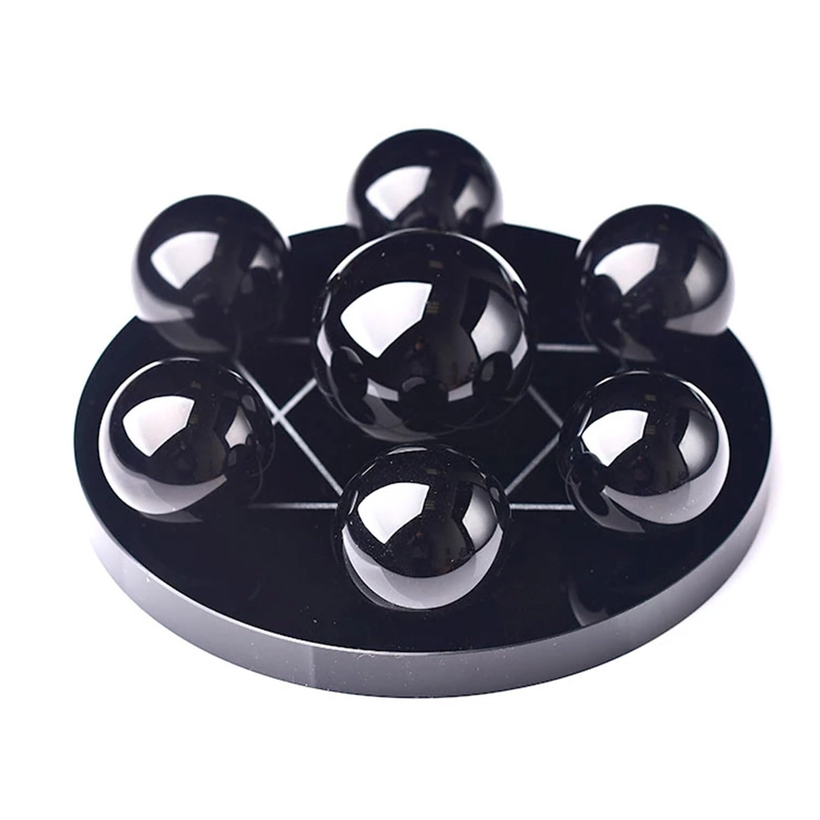 HHCTEBEC 7 Chakra Healing Crystals Kit with Black Obsidian Stand – Reiki Tumbled Stones Set, Meditation Palm Stones, Lucky Home Decoration,5.9"