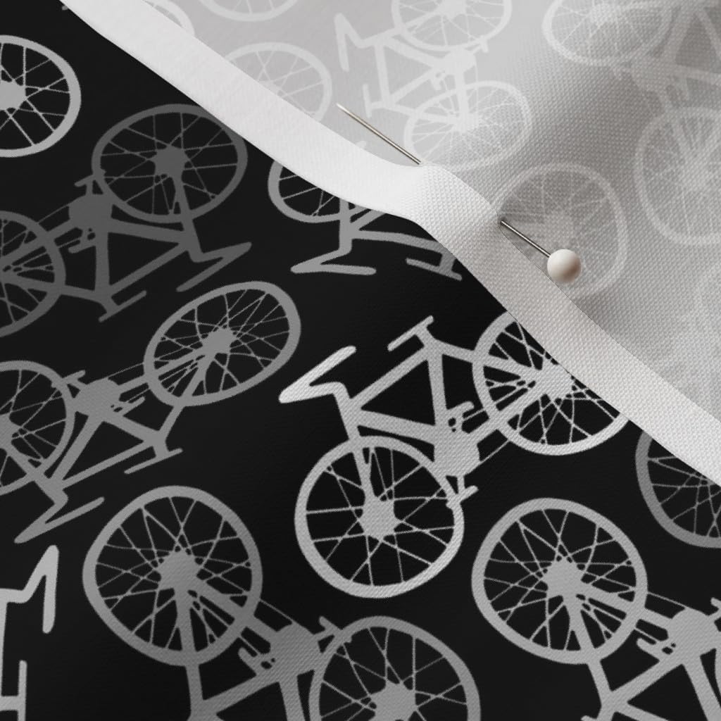 Spoonflower Fabric - Cycling Monochrome Bicycles Bike Cyclist Black White Printed on Petal Signature Cotton Fabric by The Yard - Sewing Quilting Apparel Crafts Decor