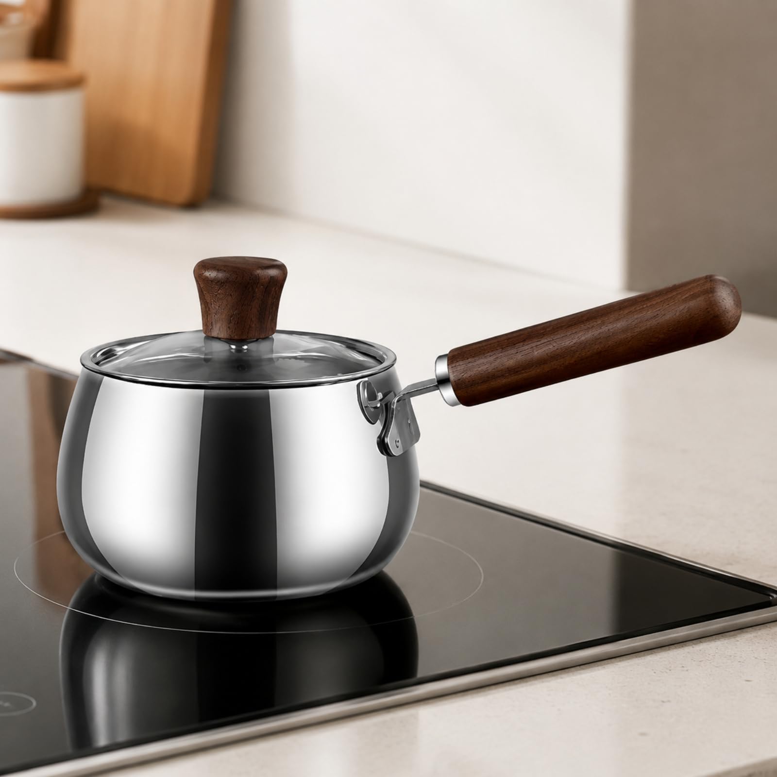 Olla Pequeña con Tapa y Vertedor Vertedor Compacta Mini Olla con Mango Resistente Al Óxido Pequeña