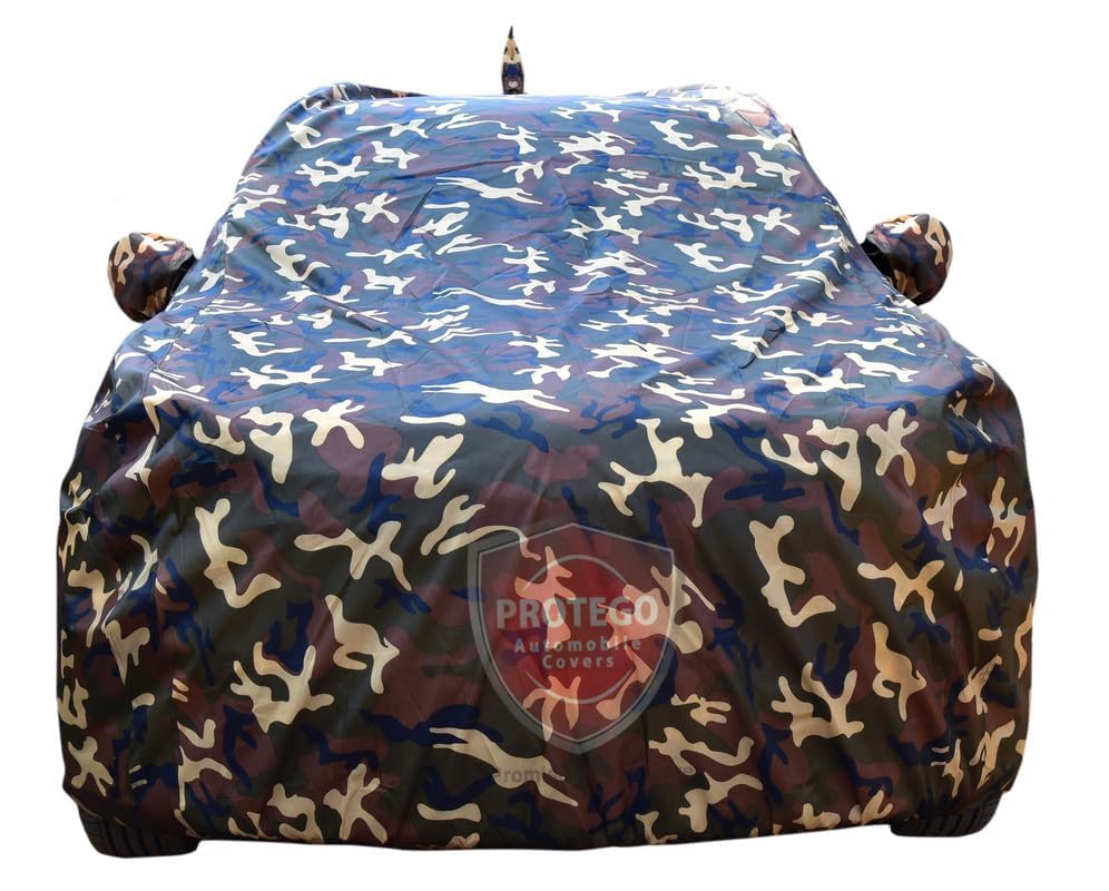 Image of PROTEGO 4x4 Heavy Duty Fabric All Weather Car Cover for BMW X1| Dog Proof, 100% Waterproof, Custom Fit, Elastic Grip, 4+ Years Life, Durable, Mirror Pocket | (Army Military)