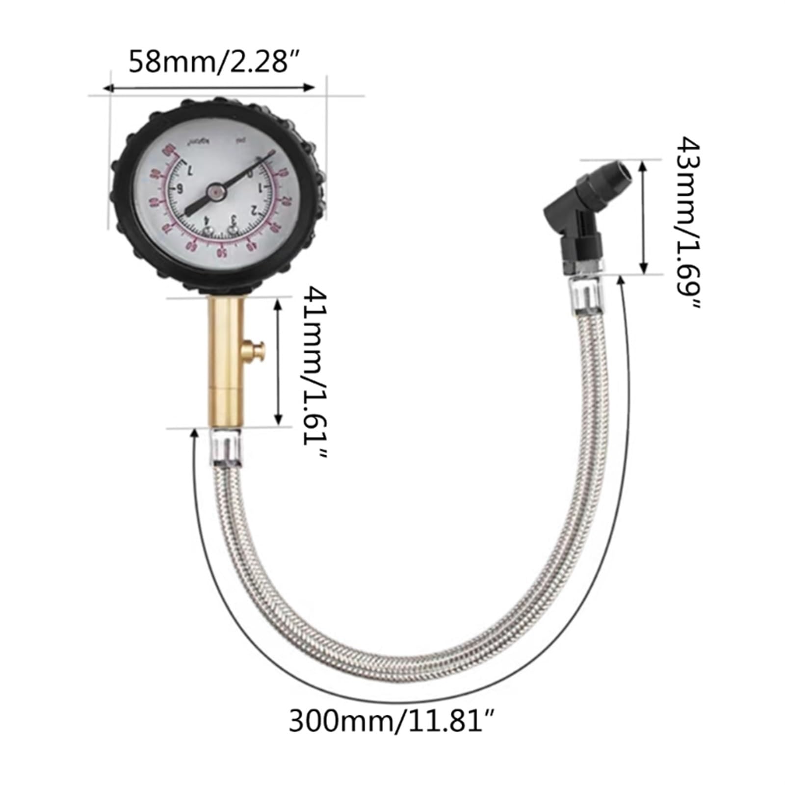 Jauge de pression des pneus à Long Tube mètre manomètre de testeur de pression d'air des pneus de haute précision for voiture camion moto universel Facile à Utiliser