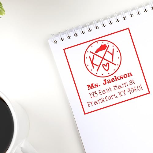 Miniatura 168 de Texas State Love - Sello de dirección cuadrado, uso con almohadilla de sellos, sello de correo de Texas, tamaño 1-5/8 pulgadas Manija