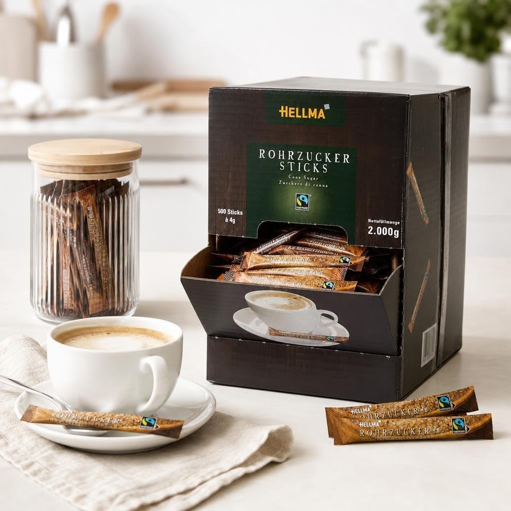 HELLMA 60107615 Tubo di Zucchero Sticks Commercio Equo e Solidale