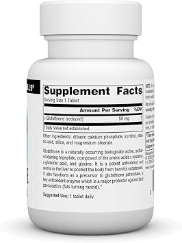 Source Naturals Reduced Glutathione, Supplement for Liver Support* - 50mg - 60 Tablets
