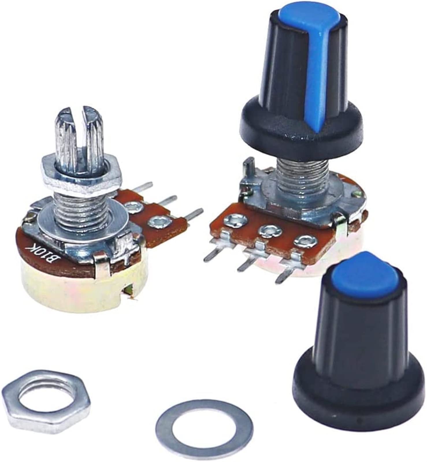 Relé 18 Uds 3Pin WH148 Kit de potenciómetro único B1K 5K 10K 20K 50K 100K 500K 1M con perillas Conjunto de potenciómetro único Tuercas de Eje
