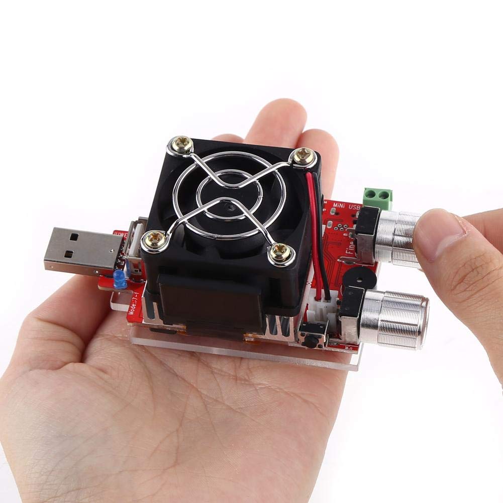 Akozon 35W Medidor Resistencia de Carga Electrónica Probador de Carga de USB Ajustable con pantalla LCD 4-30V DC