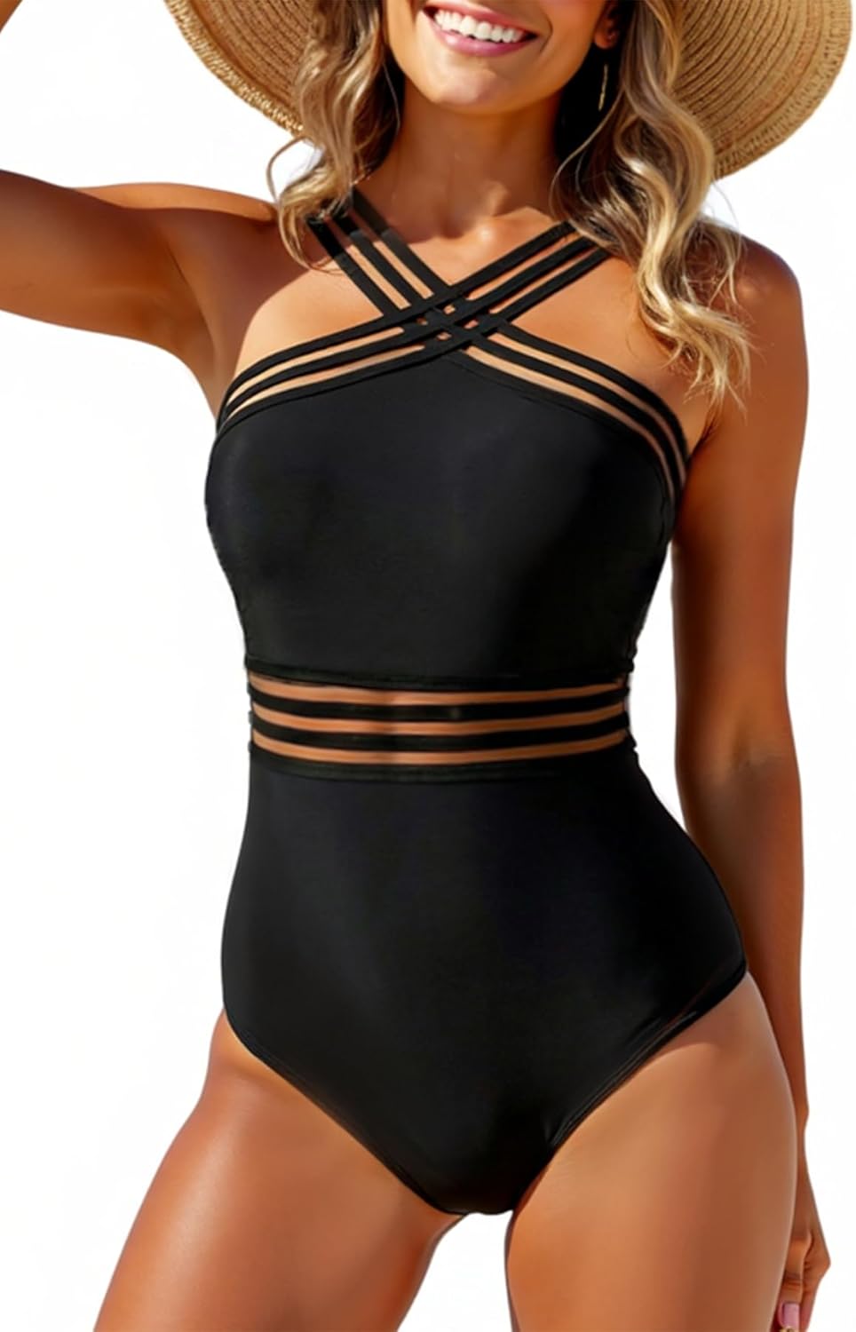 Tempt Me Women Crisscross One Piece Swimsuit Tummy Control Bathing Suit Front Crossover Swimwear