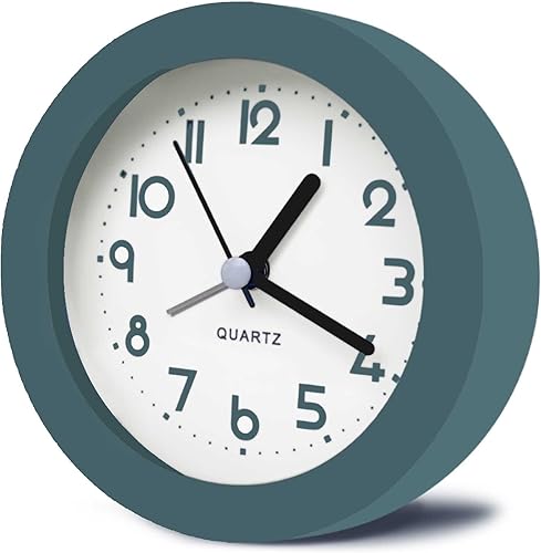 Reloj despertador con luz de fondo, 4.5 pulgadas, bonito reloj de escritorio verde analógico, para sala de estar, dormitorio, mesita de noche,