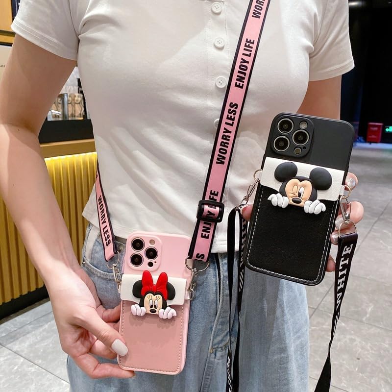 Miniatura 5 de Funda para iPhone 11 de Mickey Mouse, bonita funda protectora de TPU suave con cordón cruzado de 6.1 pulgadas para iPhone 11, diseño de orejas