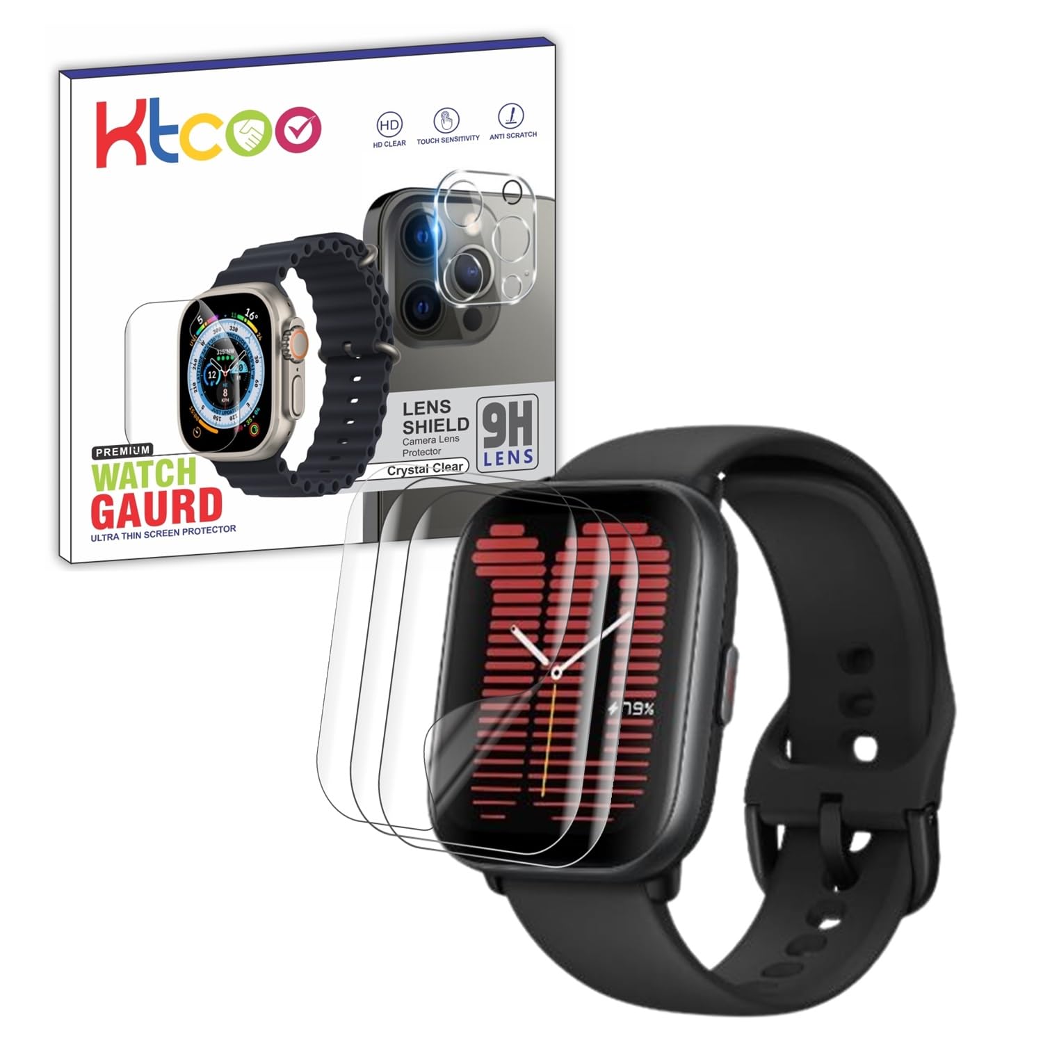 KTCOO For |Pack 3| AmazFit Active Smart Watch Screen Guard Scratch Guard Full Screen Protector Compatible for AmazFit Active 1.75" - Flexible TPU - HD Clear (B0CYH82CJX) Amazon Price History, Amazon Price Tracker