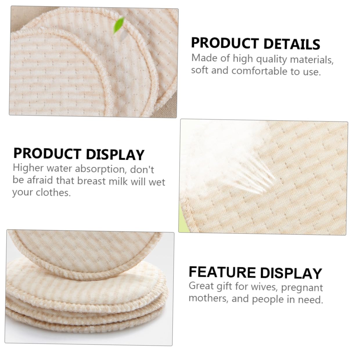 VICASKY 12pezzi Coppette Assorbilatte Lavabili Cotone Naturale Assorbenti e Traspiranti Per Mamme Allattamento Design Antiscivolo e Riutilizzabili