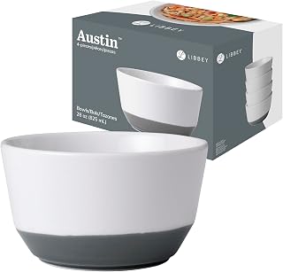 Austin 28 ounce Porcelain Soup Salad Bowl, Set of 4, Basalt Blue