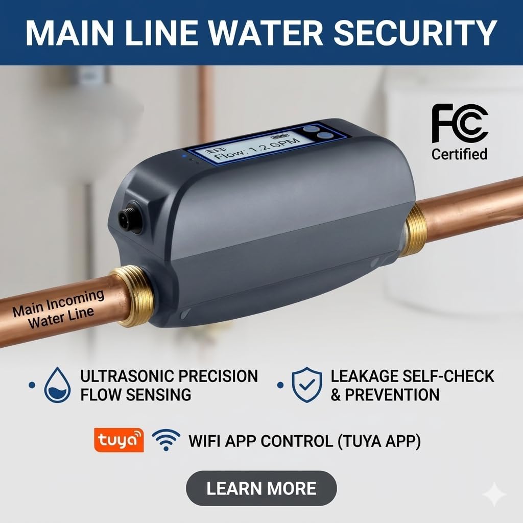 Haozee WiFi Smart Water Valve and Auto Shut-Off, Automation Scene Works with Leak Detector, Water Flow Meter, Built-in Battery, for 3/4" Diameter DN20 Pipe 3 61we2nOGA9L. AC SL1024