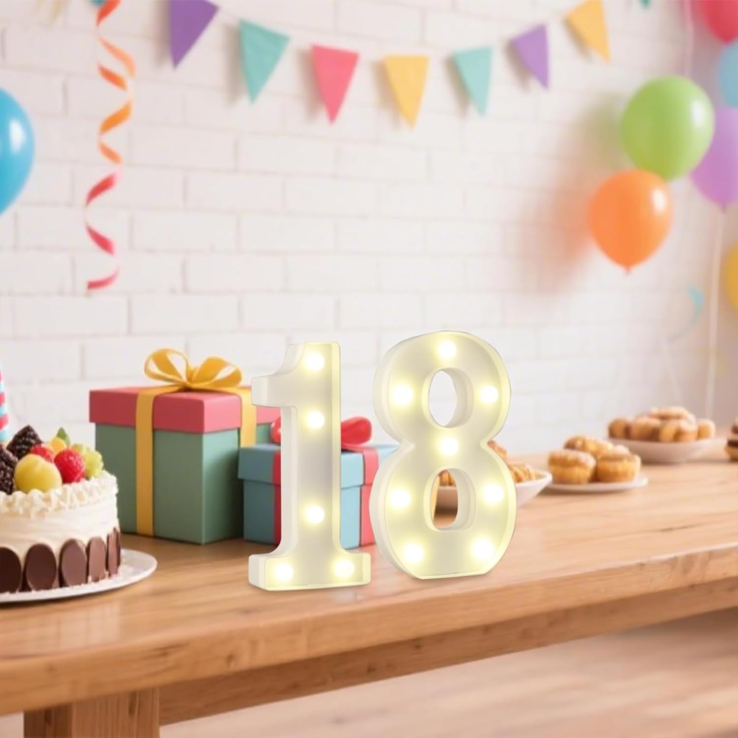 LED 18 Light Up Number, 18th Birthday Decorations for Girls Boys, Warm White Small 18 Marquee Number Sign for Party, Birthday Gifts, Graduation, Anniversary, Home Decor