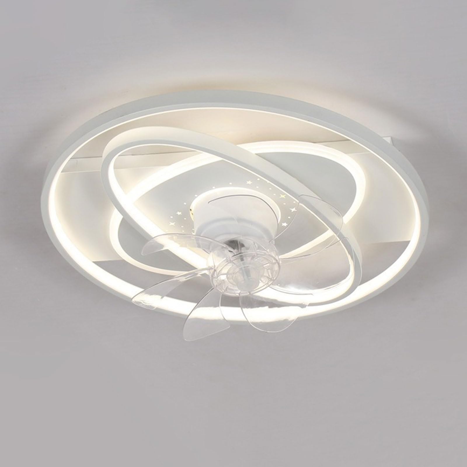 KXEcoLife Modern White Ceiling Fan With Lights 140W LED Dimmable Lighting Remote Mute Light 6 Speeds Timing For Bedroom Entrance Dining Room Living