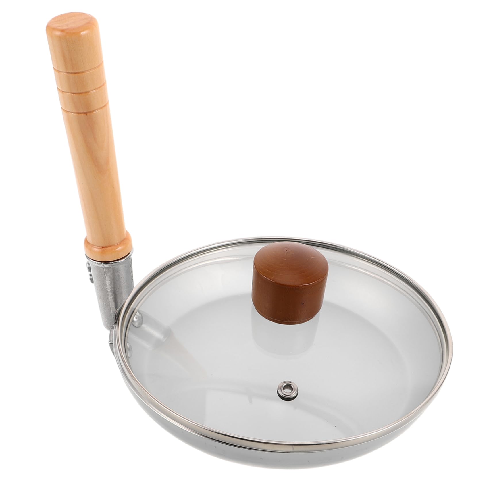 VALICLUD Eierpfanne mit Deckel, Kompakte Aluminiumpfanne mit Holzgriff
