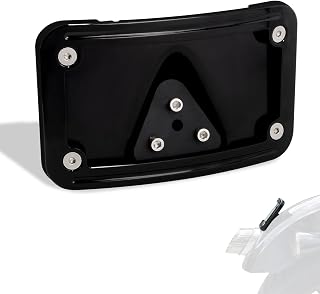 WOWTK Curved Laydown License Plate Frame Mount for Harley, Honda VTX1300R/S/T VTX1800R/S/T Motorcycles and Custom Applications,for CVO Softail Dyna Fat Boy Low Rider Sportster 1200 883,GLOSS BLACK