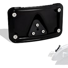 WOWTK Curved Laydown License Plate Frame Mount for Harley, Honda VTX1300R/S/T VTX1800R/S/T Motorcycles and Custom Applications,for CVO Softail Dyna Fat Boy Low Rider Sportster 1200 883,GLOSS BLACK