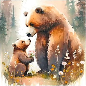 Stalente Diamond Painting Kits for Adults, 5D DIY Diamond Art Kits for Beginners Round Full Drill Diamond Painting for Home Wall Decoration Gift 1212inch, Brown Bear