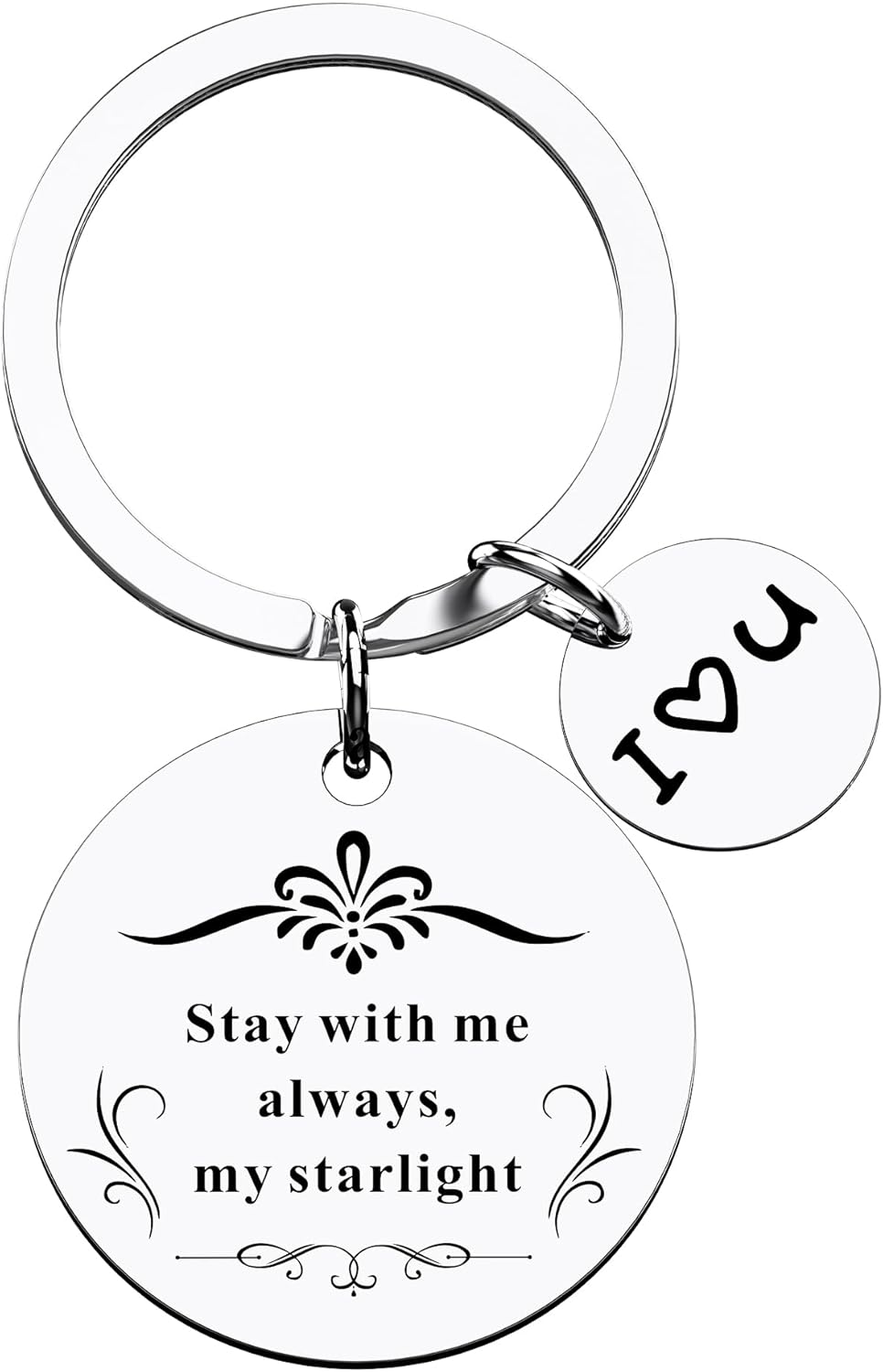 Mothers Day Gifts for Mom,11th Anniversary Steel Gifts,Romantic Engraved Keychain Gifts for Women, Her,Girlfriend,Wife,Girls,Stainless Steel Keyring Key Chain Gift for Birthday,Wedding,Anniversary