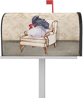 Magnetic Mailbox Cover Chicken Seat on Sofa Rustic Standard Size Removable Post Letter Box Cover Waterproof Garden Yard Outdoor Decoration